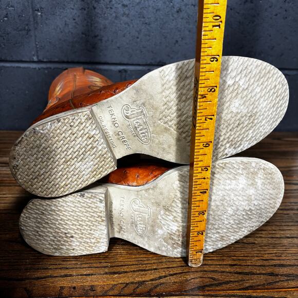 Justin Tekno Crepe Full Quill Ostrich Cowboy Boots Western Men’s 8.5D USA Made main image 5